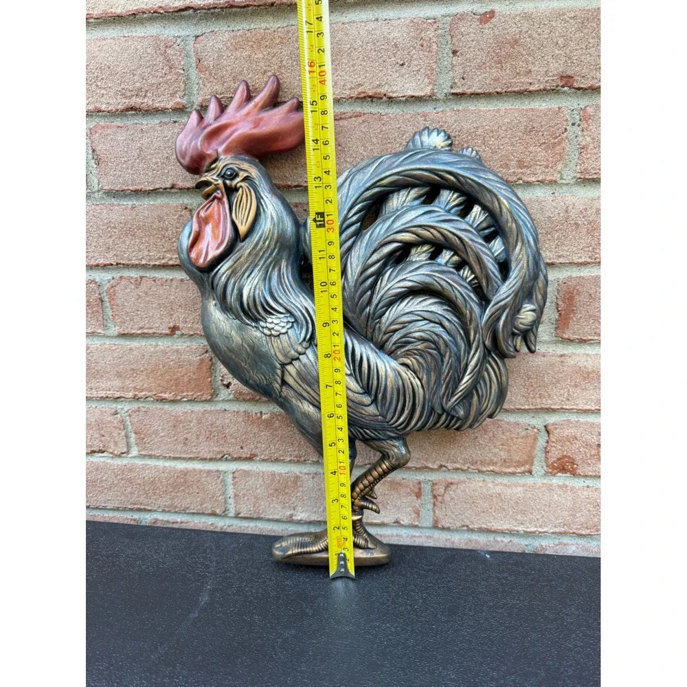 Atlantic Mold Vintage Ceramic Rooster Wall Hanging Farmhouse Decor Bronze Blue